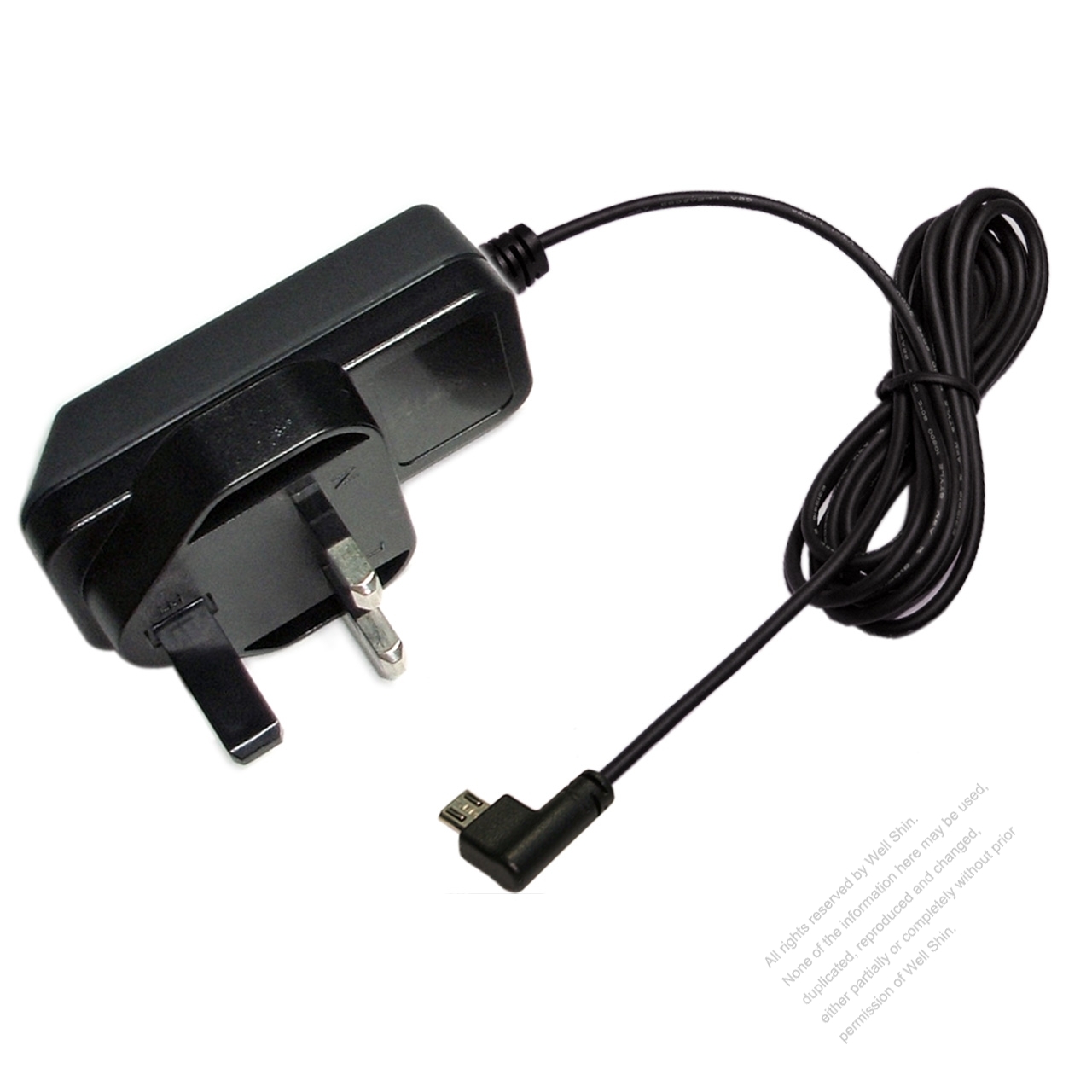 AC/DC 5V 1A Adapter, UK 3 Pin Plug to Micro USB Elbow Plug with optional  cord - Well Shin Technology Co., Ltd.