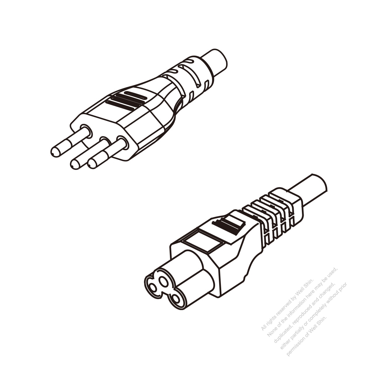 Brazil 3-Pin Plug To IEC 320 C5 AC Power Cord Set Molding (PVC 