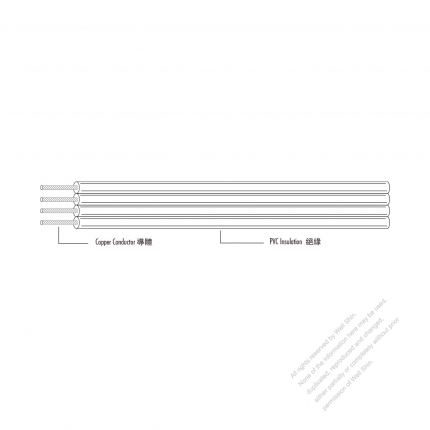 USA/Canada Type AC Power PVC Flat Ribbon Cable UL2555