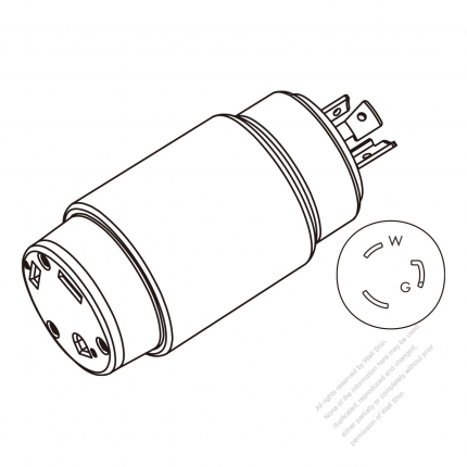 RV Adapter Plug, NEMA L5-20P to TT-30R, 2 P, 3 Wire Grounding, 3 to 3-Pin 20A to 30A 125V