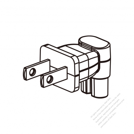 Japanese Angle Type 2-Pin AC Adapter Plug to IEC 320 C7 Female Connector 7A 125V