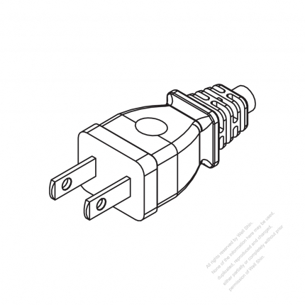 Taiwan/ Japan 2-Pin 2 wire Straight AC Plug, 2.5A/7A/9A/11A/15A 125V