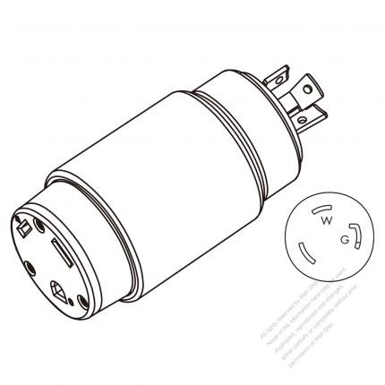 RV Adapter Plug, NEMA L5-30P to TT-30R, 2 P, 3 Wire Grounding, 3 to 3-Pin 30A 125V