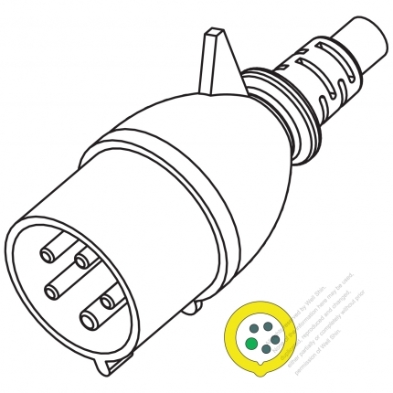 IEC 309  (3P+N+E ) IP 44 Splash proof AC Plug, 32A 110V(4H)