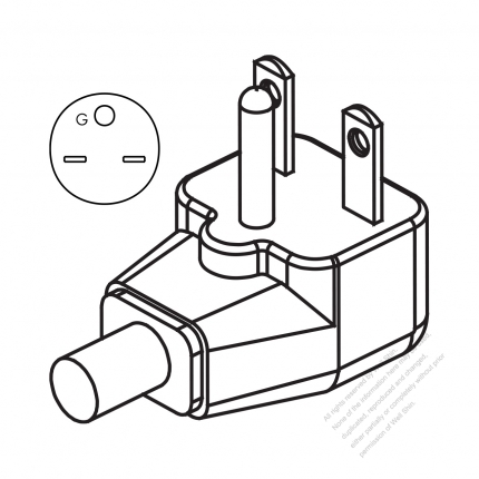 Taiwan/ Japan 3-Pin grounding AC Plug, 15A 250V