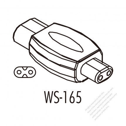 Adapter Plug, IEC 320 Sheet C Inlet to C1 Female Connector (For shaver), 2 to 2-Pin