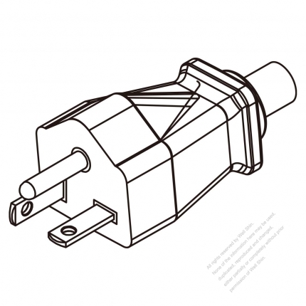 USA/Canada NEMA 6-20P Straight AC Plug, 2 P/ 3 Wire, Grounding 20A 250V