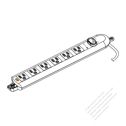 Japanese Type Power Strip 3-Pin outlet x 6, Horizontal type