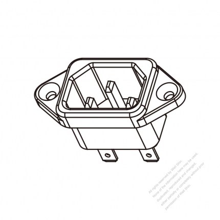 IEC 60320-1 (C14) Appliance Inlet  (rivet), Screw Type, 10A/15A 250V