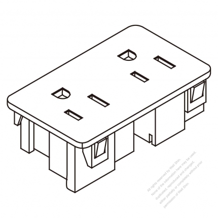 USA/Canada NEMA 5-15R Outlet x 2, 2 P 3 Wire Grounding 15A 125V