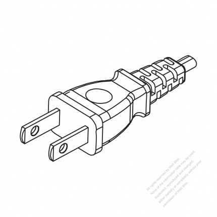 Taiwan/ Japan 2-Pin 2 wire Straight AC Plug, 7A/9A/ 11A/ 12A/ 15A 125V