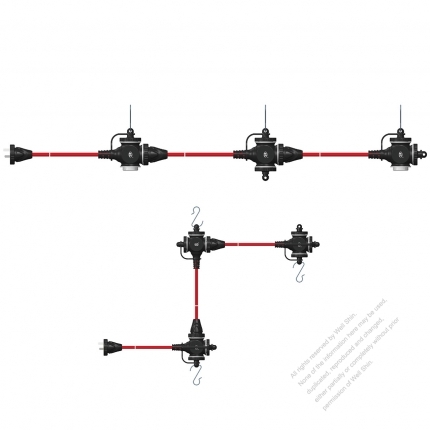 China Locking Cord 3-Pin Locking Cord 3*0.75MMSQ Red 5M or 10M (16.4 or 32.8FT)