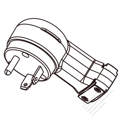 USA/Canada RV Plug (NEMA TT-30P)  3-Pin Straight, 2 P 3 Wire Grounding 30A 120V