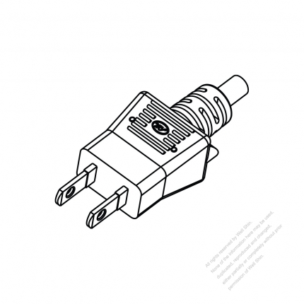 Taiwan/ Japan 2-Pin 2 wire Straight AC Plug, 7~15A 125V