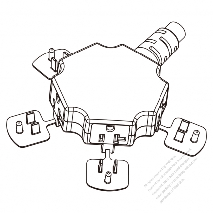 USA/Canada Octopus connector (NEMA 5-15R/20R) Multi-outlet Connectors Straight Blade 4 outlets, 2 P, 3 Wire Grounding , 18A/20A 125V