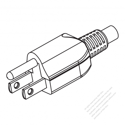 Taiwan/ Japan 3-Pin Straight AC Plug, 7~15A 125V