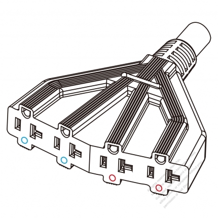 USA/Canada Flabellate connector (NEMA 5-15R/20R) Straight Blade, 4 outlets, Grounding, 2 P, 3 Wire Grounding , 10A/13A/18A/20A 125V