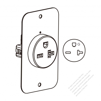 USA/Canada Flush Mount Receptacle NEMA 6-15/20R , 2 P 3 Wire Grounding 15A/20A 250v