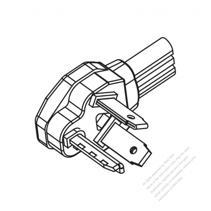 USA/Canada NEMA 10-30P, 3 P/ 3 Wire Non-Grounding, Elbow AC Plug, 30A 125V/250V