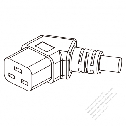 IEC 320 C19 Connectors 3-Pin Angle 20A 250V