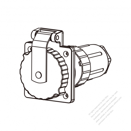 TW Marine Grade Twist Locking Inlet NEMA SS2-50P 316 Stainless Steel, Watertight Cap, 50A 125/250V