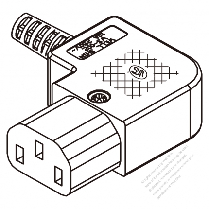 IEC 320 C13 Connector 3-Pin PA High-temp.-resistance material, Screw type, Right Angle10A International