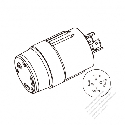 RV Adapter Plug, NEMA L14-20P to TT-30R, 2 P, 3 Wire Grounding, 4 to 3-Pin 20A 125V/250V to 30A 125V