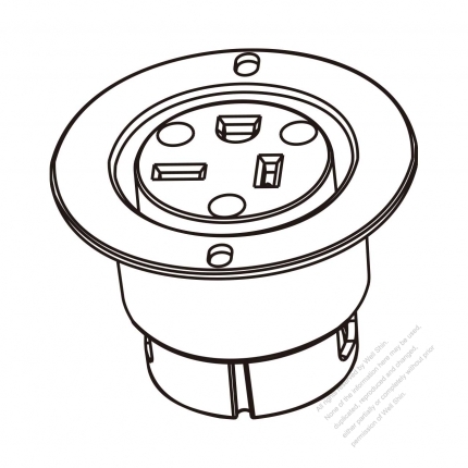 USA/Canada NEMA 6-20R Outlet, 2 P 3 Wire Grounding 20A 250V