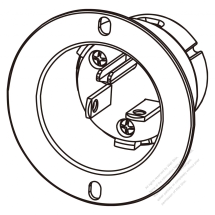 USA/Canada NEMA 6-20P Flanged Inlet, 2 P 3 Wire Grounding 20A 250V