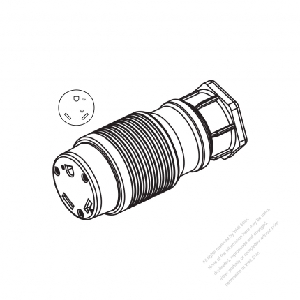 USA/Canada RV Connector (NEMA TT-30R)  3-Pin Straight, 2 P 3 Wire Grounding 30A 120V