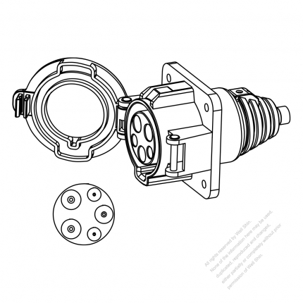 USA Electric Vehicle (EV)  SAE J1772 Level 2 5Pin Outlet (Waterproof Cover )