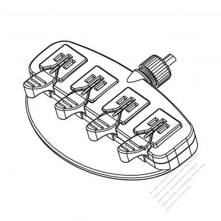 USA/ Canada Type Power Strip NEMA 1-15R outlet x 4, 2-Pin