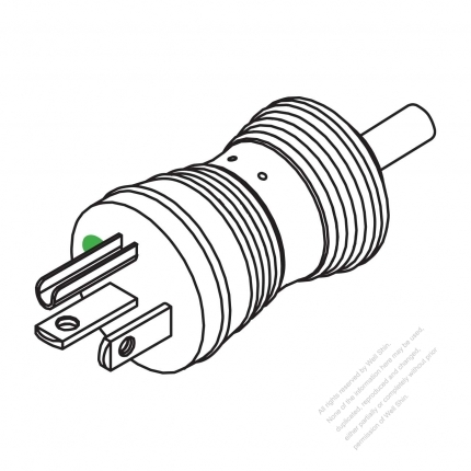 USA/Canada Hospital Grade AC Plug, NEMA 5-20P, 2 P/ 3 Wire Grounding, 10/13/20A 125V