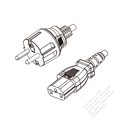 Korea 3-Pin Plug to IEC 320 C13 Power Cord Set (PVC) 1.8M (1800mm) Black  (K60227 IEC 53 3X0.75MM )