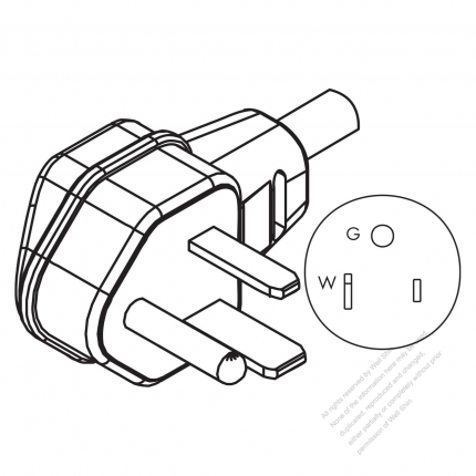 USA/Canada NEMA 5-50P, 2 P/ 3 Wire Grounding, Elbow AC Plug, 50A 125V