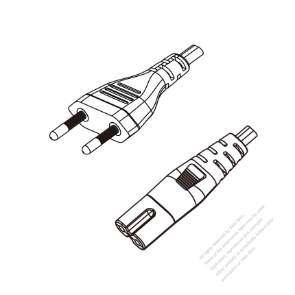 Brazil 2-Pin Plug to IEC 320 C7 Power Cord Set (PVC) 1 M (1000mm) Black  (H03VVH2-F 2X0.75MM )