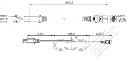 Japan 3-Pin Plug to IEC 320 C5 Power Cord Set (PVC) 1.8M (1800mm) Black  (VCTF 3X0.75MM )