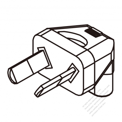 Adapter Plug, Australian (L) Angle Type to IEC 320 C1 Female Connector2 to 2-Pin 0.2A 250V