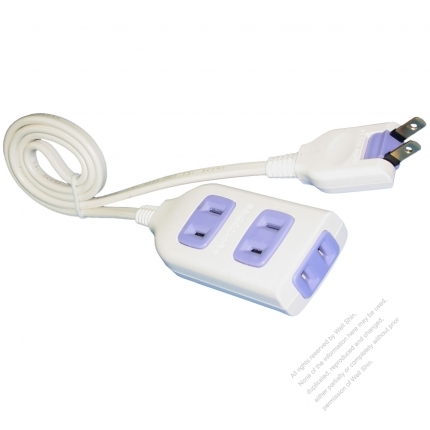 Taiwan Type Power Strip 2-Pin 3 outlets, 15A 125V