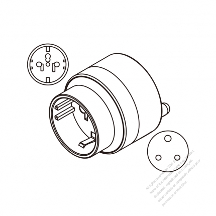 Male end-South African 3 Pins to Multilateral Outlet Plug Adapter