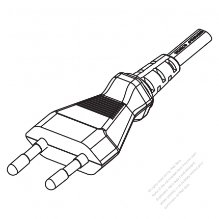 Switzerland 2-Pin Straight AC Plug, 2.5A 250V