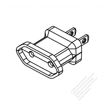 Multi-National Adapter, US (1-15P) Plug to Europe shutter protection connector 2 to 2 -Pin, 15A 125V (No voltage conversion function)