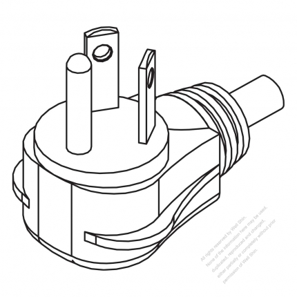 USA/Canada NEMA 7-15P 2 P/ 3 Wire Grounding Elbow AC Plug, 15A/277V