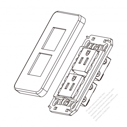 USA/Canada NEMA 5-15P Socket (x2) with panel 15A 125V