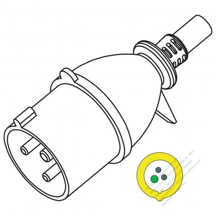 IEC 309 (2P+E ) IP 44 Splash proof AC Plug, 32A 110V, 30A (4H)