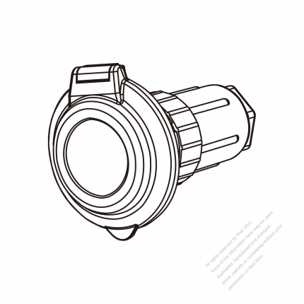 TW Marine Grade Twist Locking Inlet NEMA SS2-50P Contoured Power Inlet, Watertight Cap, 50A 125/250V