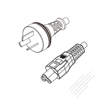 Argentina 3-Pin Plug to IEC 320 C5 Power Cord Set (PVC) 1.8M (1800mm) Black  (H03VV-F 3G 0.75MM2 )