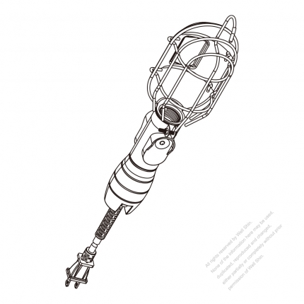 2 Wire Metal Cage Working light, 6Ft/2m SJTW 16AWG/2C, 13A Outlet, Swivel cord pivots for hands-free, Large grip handle