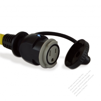 USA 3Pin Converts RV NEMA TT-30 Plug to NEMA 5-15R 15A Cam Lock connector, Yellow 1 FT (0.3M)