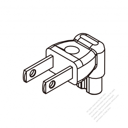 Japanese Angle Type 2-Pin AC Adapter Plug to IEC 320 C7 Female Connector 7A 125V